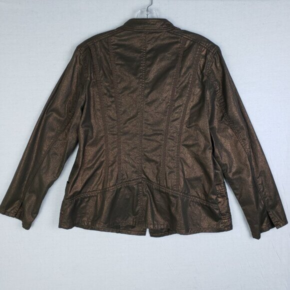 Coldwater Creek Metallic Bronze Jacket Blazer Snap Button Closure size 14P - Picture 6 of 16